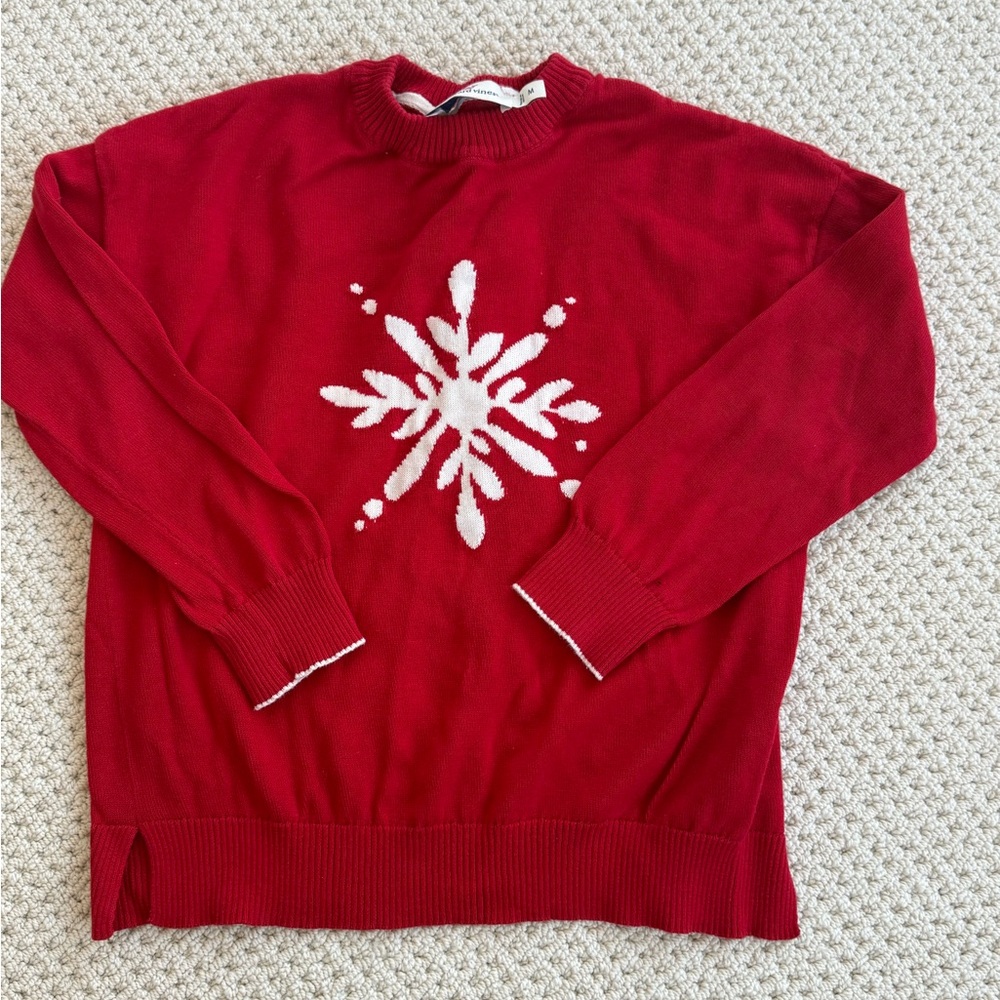 Vineyard Vines Red Sweater with Snowflake Design